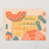 Op het strand Save the Date-aankondiging Kaart (Voorkant / Achterkant)