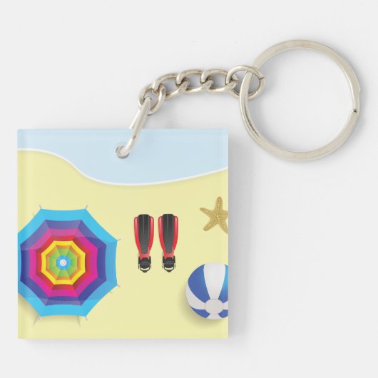 Op het strand sleutelhanger (Achterkant)