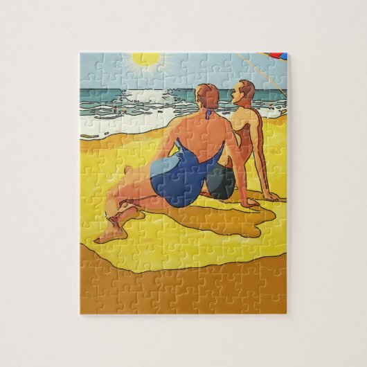 Op het strand,  stijl legpuzzel (Verticaal)
