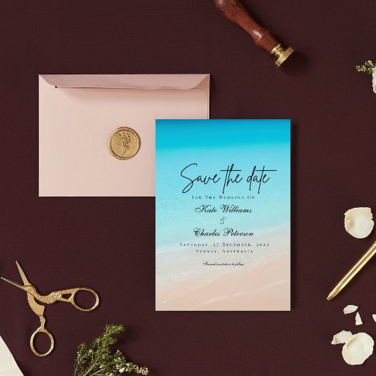 Op het strand, strand bruiloft Save The Date Kaart