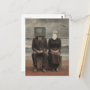 Op het strand Surrealistische kunst Briefkaart