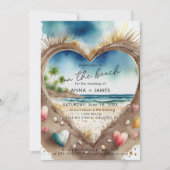 Op het strand Tropische Oceaan Waterverf bruiloft Kaart (Voorkant)