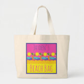 Op het strand, tropische zon, jouw naam en woorden grote tote bag (Voorkant)