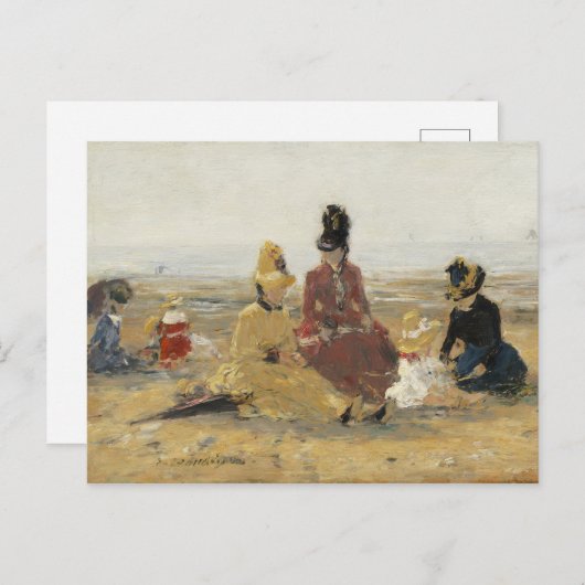 Op het strand, Trouville | 1887 Briefkaart (Voorkant / Achterkant)