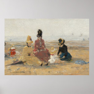 Op het strand Trouville 1887 door Eugene Boudin  Poster