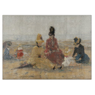 Op het strand Trouville 1887 door Eugene Boudin Snijplank