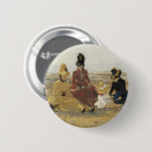 Op het strand, Trouville | 1887 Ronde Button 5,7 Cm (Voorkant /achterkant)
