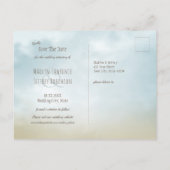 Op het strand van de kust van de oceaan bruiloft m aankondigingskaart (Achterkant)