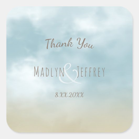 Op het strand van het surf van de kustoceaan... be vierkante sticker (Voorkant)