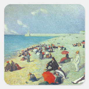 Op het strand vierkante sticker