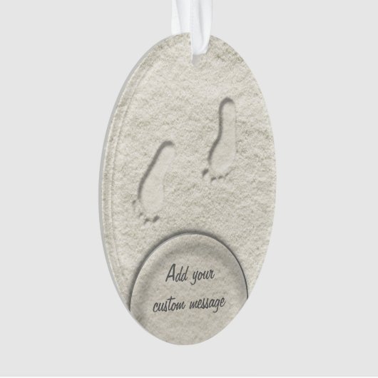 Op het strand - voetafdrukken in zand ornament (voorkant)