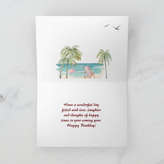 Op het strand voor je verjaardag kaart (Binnen)
