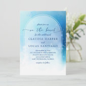 Op het strand Waterverf Boog Bruiloft Kaart (Staand voorkant)