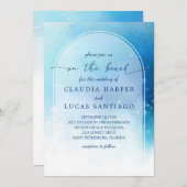 Op het strand Waterverf Boog Bruiloft Kaart (Voorkant / Achterkant)