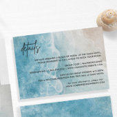 Op het strand Waterverf strand bruiloft details Informatiekaartje