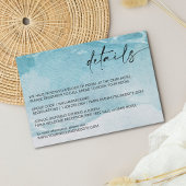 Op het strand Waterverf strand bruiloft details Informatiekaartje