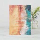 Op het strand Waterverf strand bruiloft Kaart (Staand voorkant)