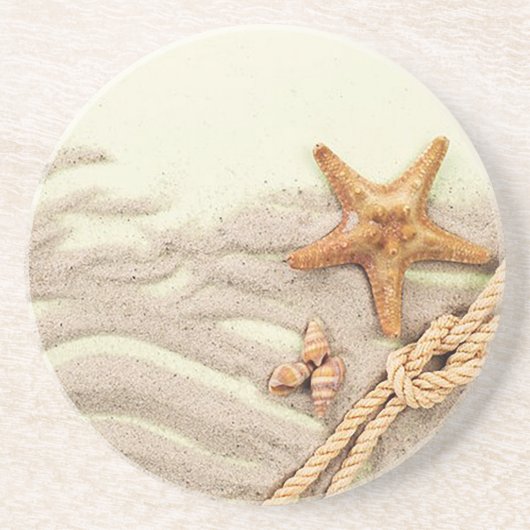 Op het strand zandsteen onderzetter (Voorkant)