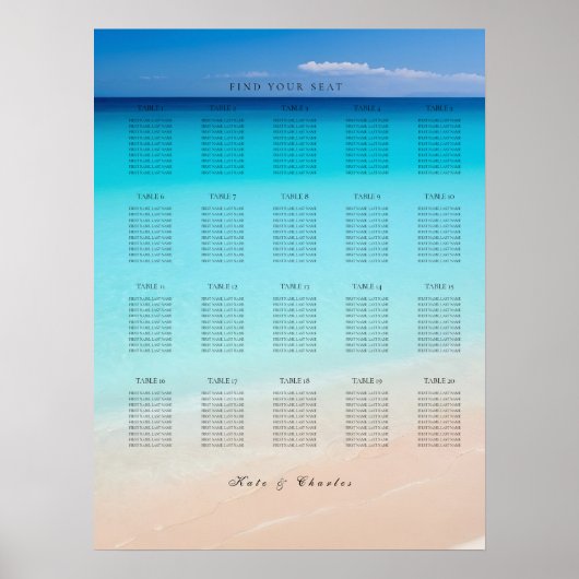 Op het strand zitkaart poster (Voorkant)