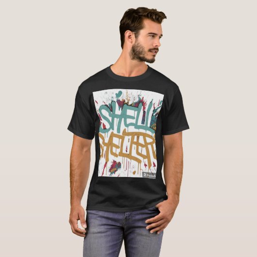 **Op het T-shirt staat de uitdrukking "Shell Shi (Voorkant volledig)