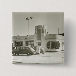 Op het tankstation geparkeerde auto's vierkante button 5,1 cm