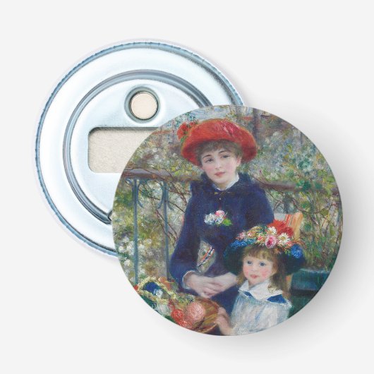 Op het terras, Impressionistisch Portret, Renoir Button Flesopener (Voorkant)