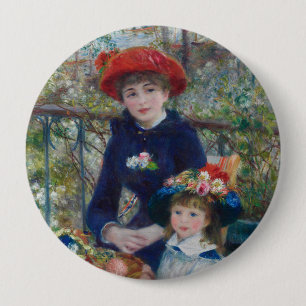 Op het terras, Impressionistisch Portret, Renoir Ronde Button 4,0 Cm
