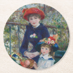 Op het terras, Impressionistisch Portret, Renoir Ronde Kartonnen Onderzetter