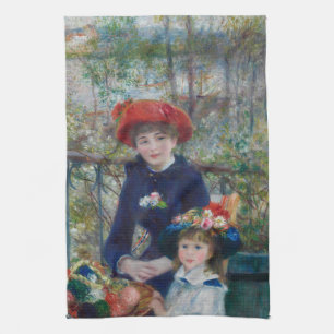 Op het terras, Impressionistisch Portret, Renoir Theedoek