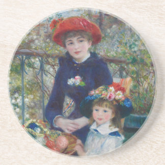 Op het terras, Impressionistisch Portret, Renoir Zandsteen Onderzetter