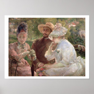 Op het terras in Sevres, 1880 (olie op canvas) Poster