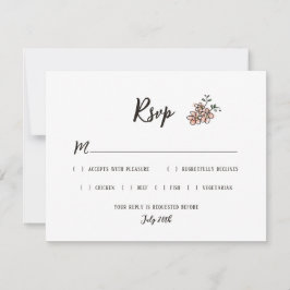 Op het trouwbord staat de rustieke Doodle Floral RSVP Kaartje