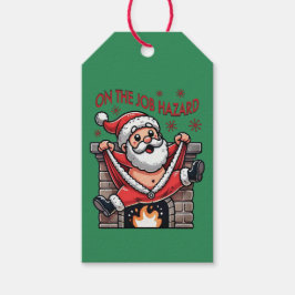 Op het werk Hazard Santa in brand Cadeaulabel
