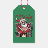Op het werk Hazard Santa in brand Cadeaulabel (Achterkant)