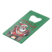 Op het werk Hazard Santa in brand Creditkaart Flessenopener (Voorkant Gekanteld)