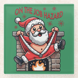 Op het werk Hazard Santa in brand Glazen Onderzetter
