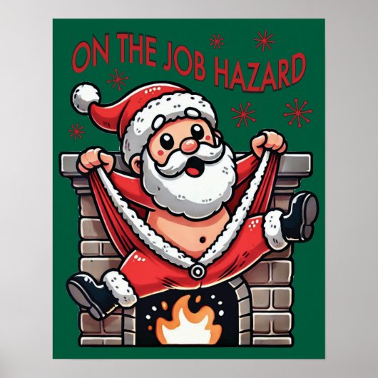Op het werk Hazard Santa in brand Poster (Voorkant)