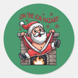 Op het werk Hazard Santa in brand Ronde Sticker