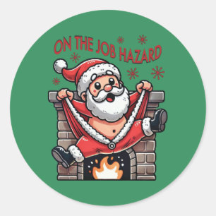 Op het werk Hazard Santa in brand Ronde Sticker