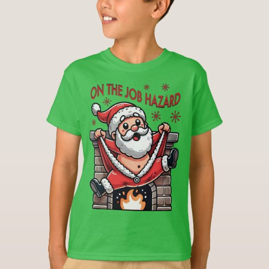Op het werk Hazard Santa in brand T-shirt (Voorkant)