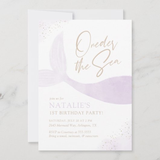 Op het Zee Paarse Zeemeerminnenfeest Kaart (Voorkant)
