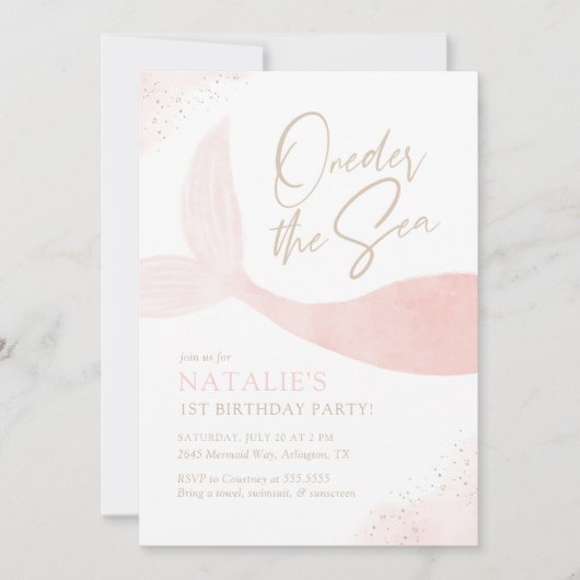 Op het Zee Roze Zeemeerminnende Dag Partij Kaart (Voorkant)