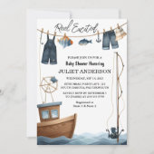 Op Hook Bait Fun Wood Little Fisherman Baby shower Kaart (Voorkant)