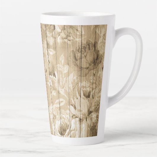 op hout -houtnostalgisch latte mok (Rechts)