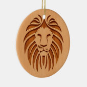 Op houten ontwerpen gegraveerde leeuwenkop keramisch ornament (Rechts)