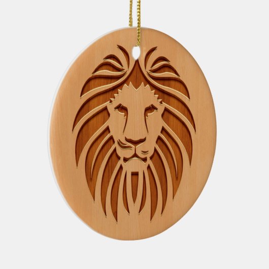 Op houten ontwerpen gegraveerde leeuwenkop keramisch ornament (Rechts)