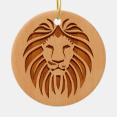 Op houten ontwerpen gegraveerde leeuwenkop keramisch ornament (Voorkant)