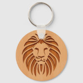 Op houten ontwerpen gegraveerde leeuwenkop sleutelhanger (Voorkant)
