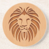 Op houten ontwerpen gegraveerde leeuwenkop zandsteen onderzetter (Voorkant)