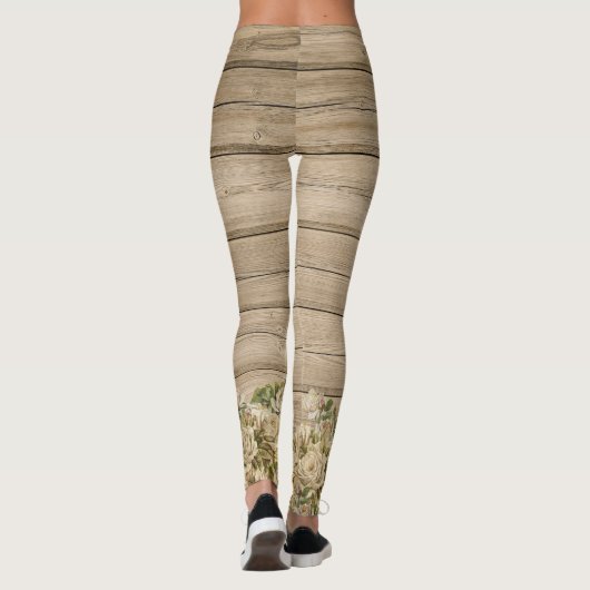 Op houten Rozen beige Leggings (Achterkant)